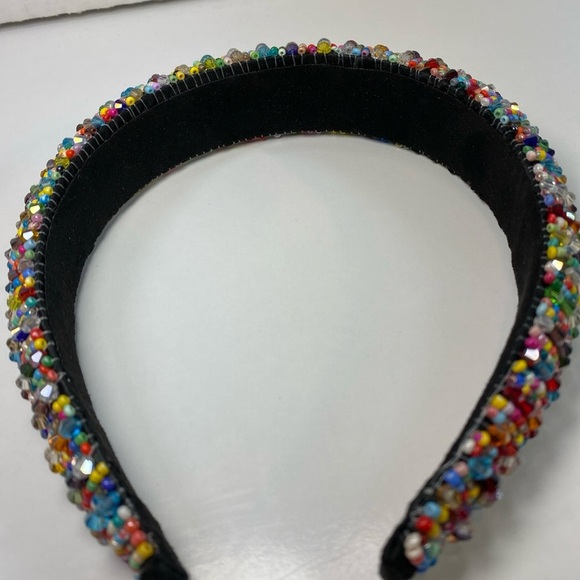 Beaded Headband in Black Multi colorful Glamorous Headband for Ladie - Picture 6 of 6